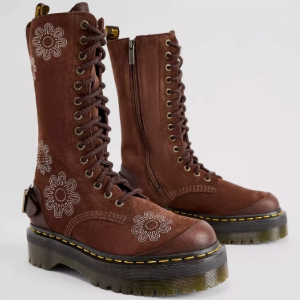Dark Brown ~ DR. MARTENS 1B99 DUNNET FLOWER E.H Suede PLATFORM BOOTS ~ RARE FIND - Picture 5 of 16